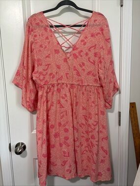 Torrid Mini Challis Skater Dress Floral Coral Plus Size 1